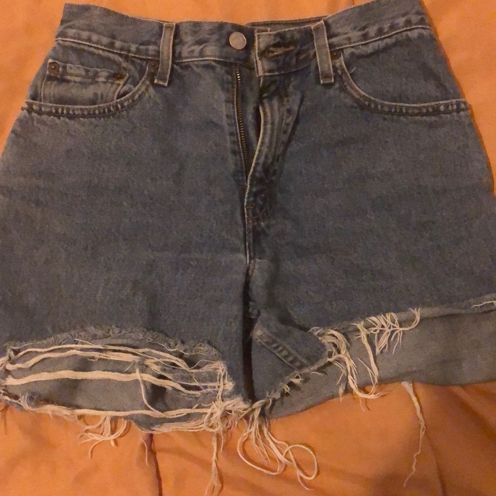 Thrift bought vintage cut up shorts.